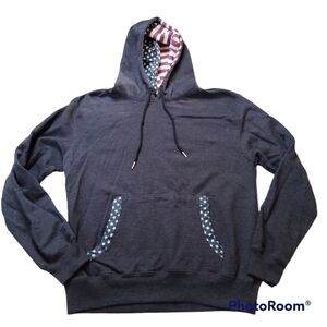 Acknowledge grey hoodie with stars and stripe flag details